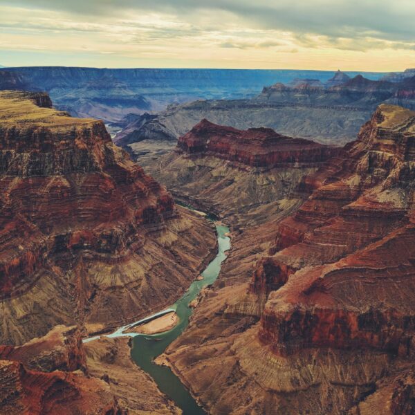 A view of the Grand Canyon with the Colorado River running through it