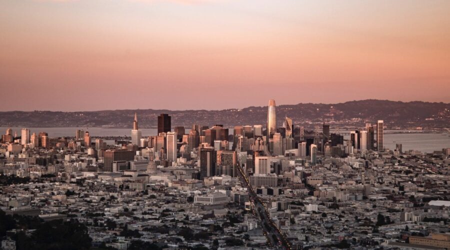 San Francisco at dusk from Twin Peaks