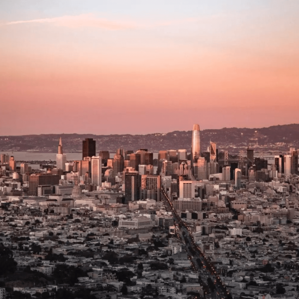 San Francisco cityscape at sunset