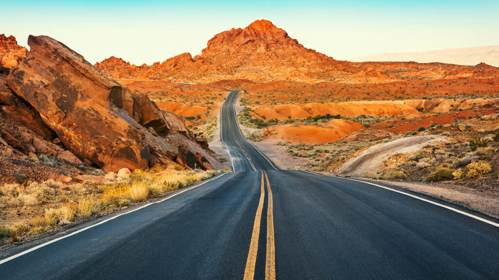A desert road.