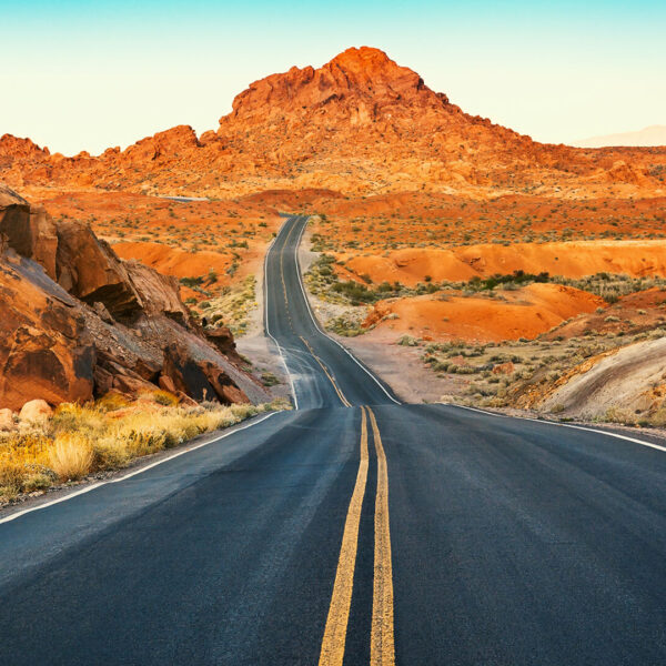 A desert road.