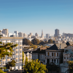 A unique view of San Francisco from a hillside.